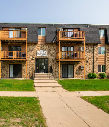 Bismarck, ND Eastbrook Apartments. Exterior of a three level apartment building