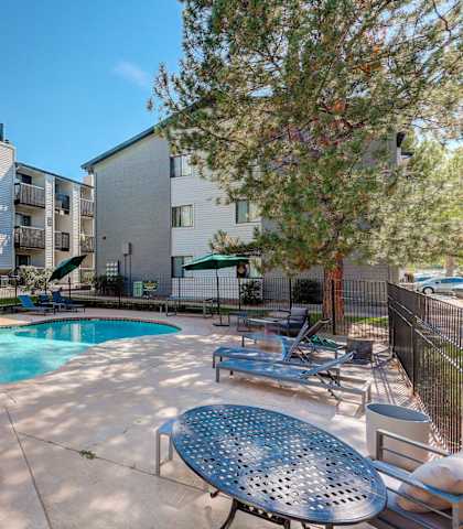 our apartments have a resort style pool and patio