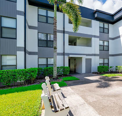 Apartment building exterior at Halcyon Apartments