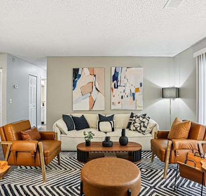 Living room with couch at The Grove Brentwood, Nashville, TN, 37211