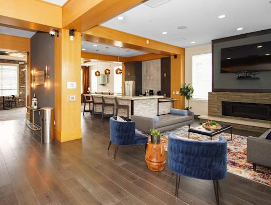 the lobby at the bradley braddock road station apartments