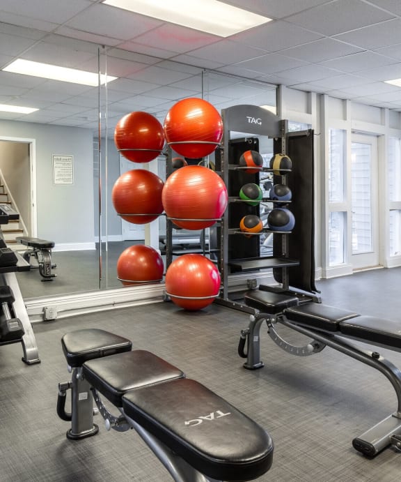 the gym in the fitness center is empty at Tucker Square, Georgia, 30083