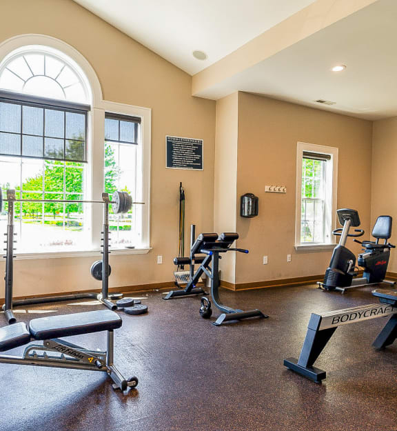 the gym at the at the boulevard apartments in