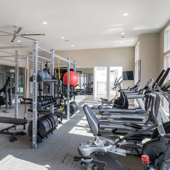 Fitness center at The Edison at Tiffany Springs, Kansas City
