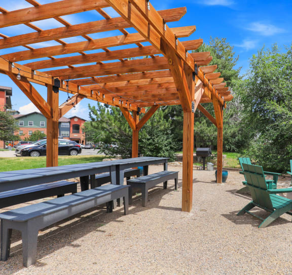 outdoor lounge area at Switchback on Platte Apartments, Littleton, CO