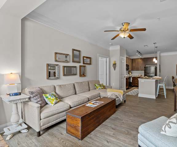 Living Area With Kitchen at The Arbors at East Village, Clayton, NC, 27527
