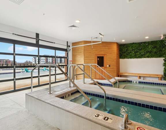 A swimming pool with a 3-foot depth marker.