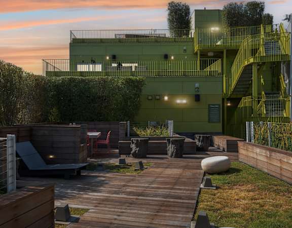 Deck at Village lofts at sunset