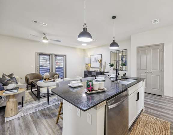 Living Room With Kitchen at Vine + Vail, Grapevine, TX, 76051