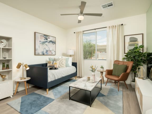 Model living room at Cabana Southern