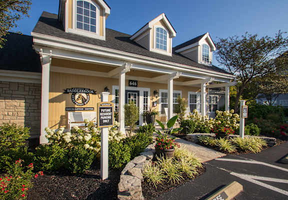 This is a photo of the leasing office/resident clubouse building exterior at Trails of Saddlebrook Apartments in Florence, KY.