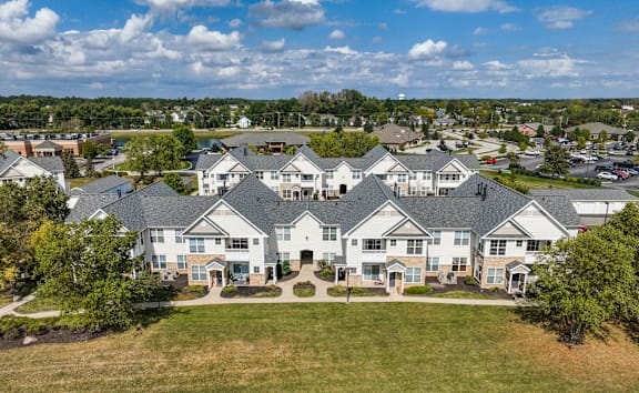 Aerial view of row of houses at The Marlowe, Fort Wayne