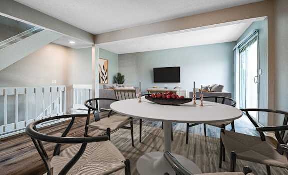 the Reserve at Sharon Woods apartment living room and balcony