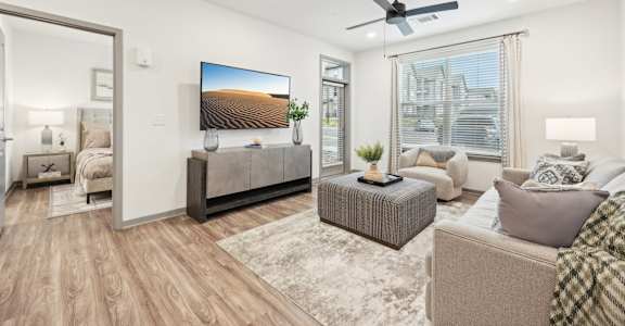 Living room at The Garrison Luxury Apartment Homes, Fountain, CO