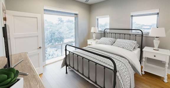 Austin apartment for rent staged bedroom