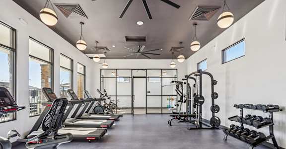 Spacious gym at The Ranches at Gunsmoke, Maricopa, AZ