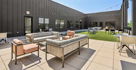 District South Apartments in Fishers, IN Patio with Seating