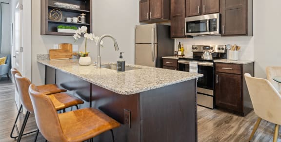 Fully-Equipped Kitchen with Dark Cabinetry