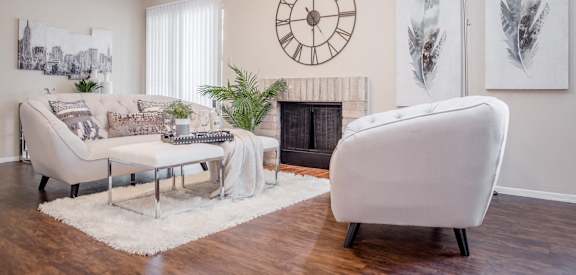 Living Room With Ceiling Fan at Plaza DeVille, San Antonio, Texas