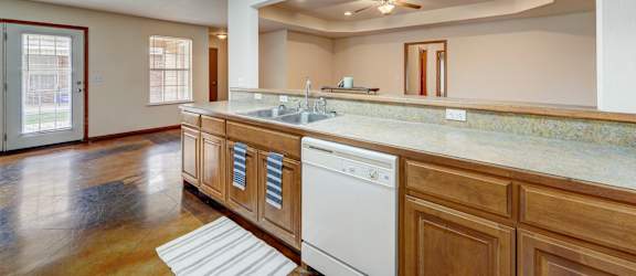 a kitchen with a sink and a dishwasher