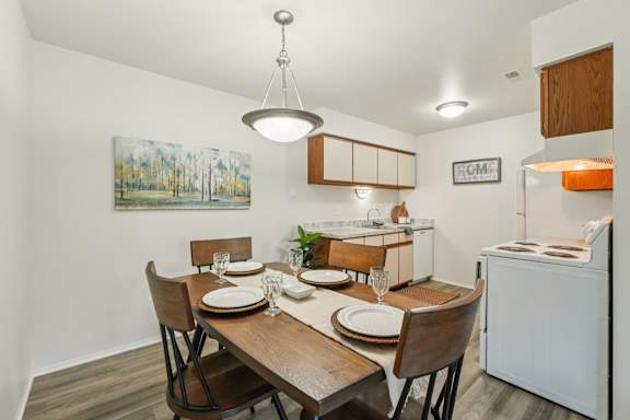 Contemporary Dining Room at Eastwood Village Apartments, Clinton Township, MI, 48035