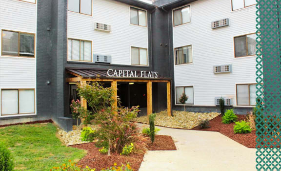 this is a photo of the entrance to the leasing office at capital flats apartments in cincinnati