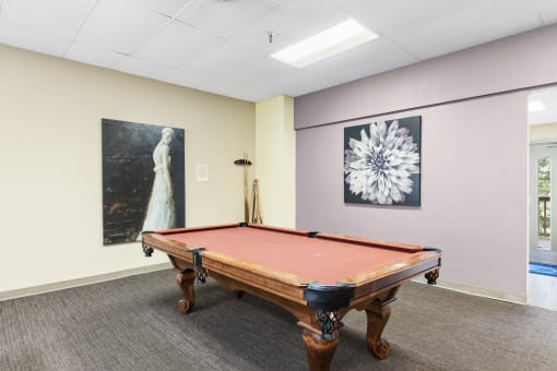 Pool table in the clubhouse at Santa Maria Apartments