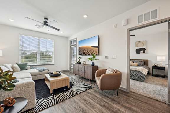 the residence on lamar apartment homes leasing office and living room at The Quarry Luxury Apartment Homes, Fort Collins, 80526