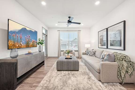 Living room at The Garrison Luxury Apartment Homes, Fountain, CO