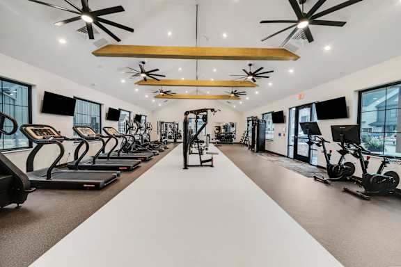 the gym with treadmills at The BLVD at Wilson Crossings in Wyoming, MI 49418