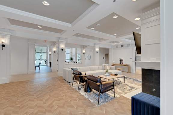 Clubhouse Living Area with fireplace2 at AVIA Apartments On Alpha, Dallas, TX