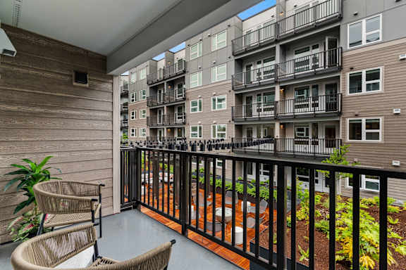 Spacious Balcony at Solera Apartments, Renton, WA, 98056