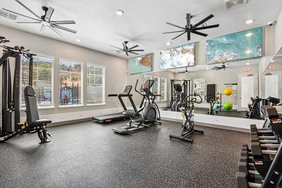 A Gym with Celling fan at Montessa Apartments, Vacaville, CA, 95687