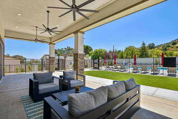 A Patio with a Couch at Montessa Apartments, Vacaville, California