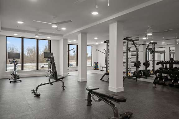 Professional caliber fitness studio with Matrix® equipment, free weights and virtual training
