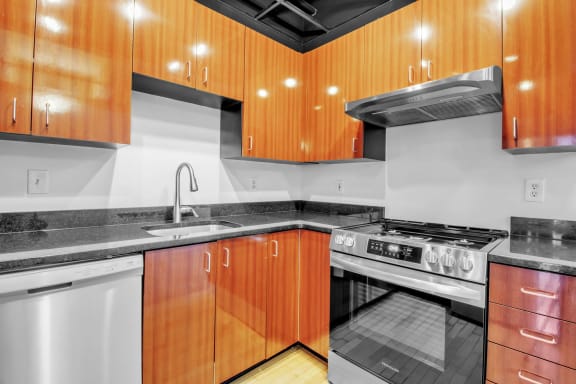Kitchen at The Lofts at Elk Terminal Apartments , Buffalo, 14202