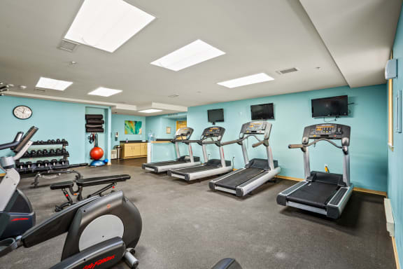 state of the art gym equipment in our fitness center at our apartments