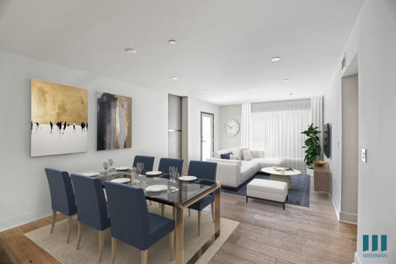 Living Room with Vinyl Flooring, Built-In Cabinet Storage, and Patio