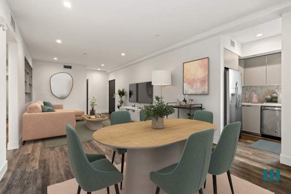 a kitchen with stainless steel appliances and white cabinets