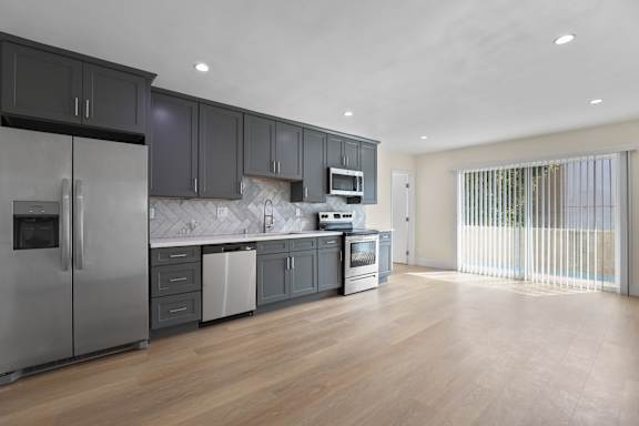 Open-Concept Kitchen, Dining, and Living Room Space