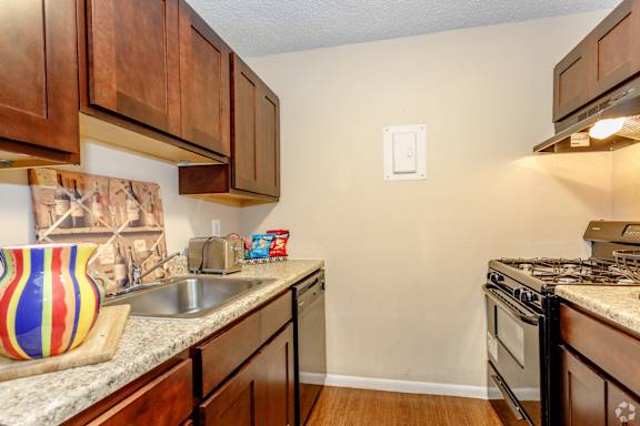 Kitchen with black appliances