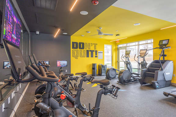 A gym with exercise bikes at The Remington, Lexington, 40511