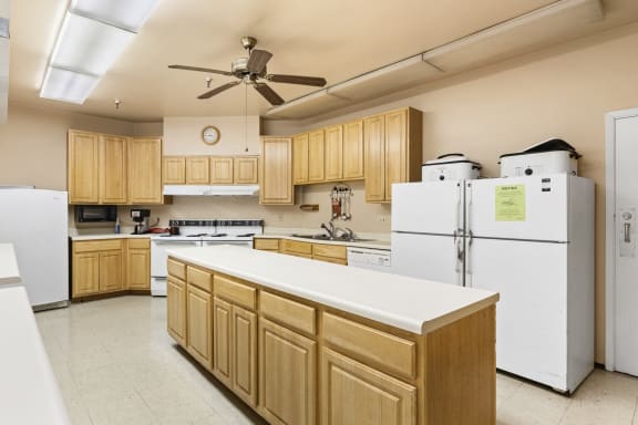 Clubhouse kitchen at Santa Maria Apartments