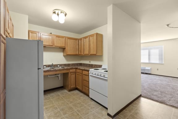 Kitchen in a 1 bedroom studio at Santa Maria Apartments