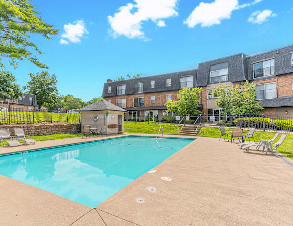 our resort style pool is next to the building of our apartments