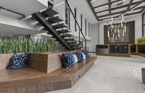 Gridline Apartments Clubhouse Lobby Rendering