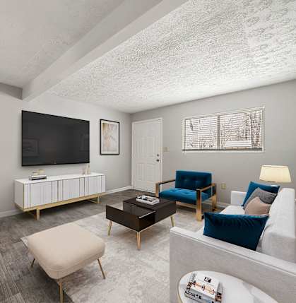 Living Room With TV at Balfour Forest Apartments in Marietta, GA