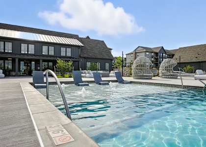 Swimming pool at The Garrison Luxury Apartment Homes, Fountain, CO