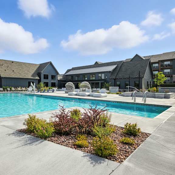 our apartments have a large swimming pool at The Garrison Luxury Apartment Homes, Fountain, CO