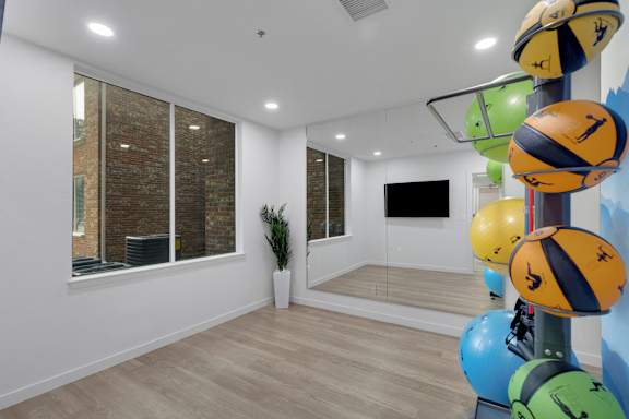Yoga room at AVIA Apartments On Alpha, Texas